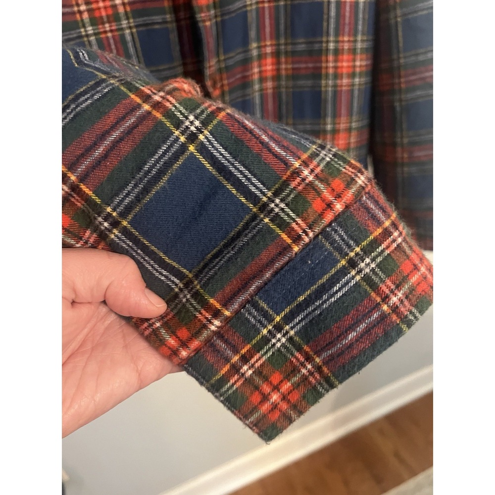 L.L. Bean Shacket Men's Large‎ Multicolor Plaid Sherpa Blue Red Military Jacket - Picture 4 of 11